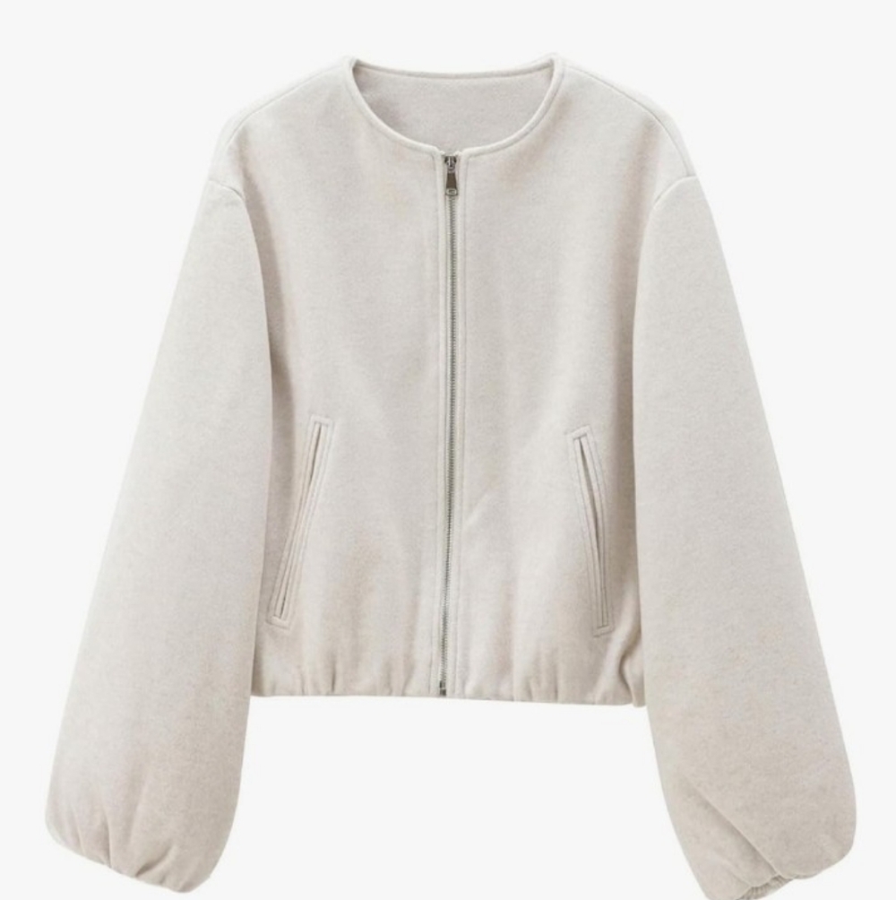 Womens Cropped Bomber Jacket Zip Up Textured Bubble Outwear , Sz XS NWOT